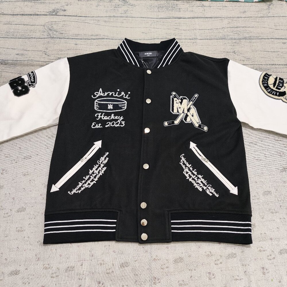 AMIRI Hockey Est. 2023 Black & White Varsity Jacket